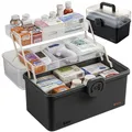 MT MALATEC Großer Medikamenten-Organizer mit Deckel – Robuste PP-Konstruktion, 2-stöckig, ausziehbare Fächer & große Hauptkammer – Apothekenbox/Erste-Hilfe-Koffer für Zuhause & Reisen – RUHHY