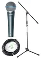 Shure Beta 58A Mikrofon Set - Supernierencharakteristik - Übertragungsbereich: 50-16.000 Hz - Optimierter Übertragungsbereich für exzellente Gesangsqualität - Set inklusive Kabel und Stativ
