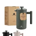 Groenenberg French Press Forest (grün) 600 ml o. 1 Liter I Hochwertige Kaffeepresse mit Thermo Warmhalte-Funktion I Edelstahl Kaffeebereiter