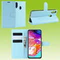 Für Samsung Galaxy A20S Handy Tasche Blau Etuis Kunst-Leder Cover Hülle Case Neu