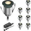 ledscom.de LED Boden-Einbauleuchte BINO für außen, anthrazit, IP67, 32mm Ø, warmweiß, 8er Set