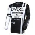 O'NEAL | Motocross-Jersey Langarm | MX Enduro | Gepolsterter Ellbogenschutz, V-Ausschnitt, atmungsaktiv | Element Jersey WARHAWK V.24 | Erwachsene | Schwarz Weiß | Größe S