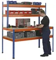 SCHULTE Werkbank blau, orange 153,6 x 77,3 x 198,1 cm