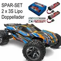 TRAXXAS Rustler 4x4 VXL orange + 2x 3S 5000 mAh Akku und doppel Lader Traxxas