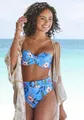 s.Oliver Highwaist-Bikini-Hose "Maya", mit abnehmbarem Gürtel und Schnalle in Horn-Optik, Gr. 36 - N-Gr, blau-bedruckt N-Gr
