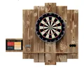WDS Wooden Dartboard Premium Dartwandschutz mit Tablethalterung Holz geflammt