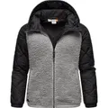 Ragwear Outdoorjacke Leeloo Damen Übergangsjacke aus Teddyfleece mit gesteppten Ärmeln grau 6XL (52)