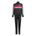 adidas Unisex Kids SEASONAL ESSENTIALS TIBERIO 3 STRIPES TRICOT TRACKSUIT, black/white/pure ruby, 15-16 Years