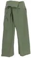 GURU SHOP Fischerhose aus Fester Baumwolle, Wickelhose, Yogahose, Unigröße - Uni Olive, Herren/Damen