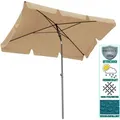 Quick-star - Balkon Sonnenschirm 200x125cm Balkonschirm Rechteckig Knickbar Sand Gartenschirm Uv 50