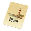 Leuchtturm Postkarte aus Holz - Moin