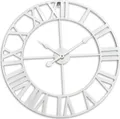 Relaxdays Wanduhr, römische Zahlen, Ø 60 cm, batteriebetriebene Wohnzimmeruhr, analoge Küchenuhr, Eisen, weiß