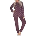 Normann Pyjama Normann Damen Frottee Pyjama lang in Sterne Optik - auch in Übergröße rot 40-42