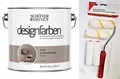 Schöner Wohnen designfarben feinmatte Wandfarbe für innen 2,5 Liter mit go/on Rollen-Set 5-tlg (Nr 8 Edles Kaschmirbraun)