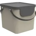 Rotho Mülltrennsystem 40L Albula - Mülleimer 40,0 x 35,8 x 34,0 cm - Abfalleimer Kunststoff mit Griffen - Müllbehälter mit Deckel und Aufklebern - Beige
