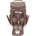 BRUBAKER Wein oder Champagner Picknicktasche Rucksack mit Gläsern für 2 Personen mit Kühlfach Braun 20 × 17 × 36 cm - Braun