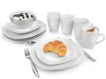 SÄNGER Kombiservice Bilgola Geschirrset, Weiß (16-tlg), 4 Personen, Porzellan, Spülmaschinengeeignet, Premium Collection