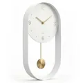 Driini Moderne Pendel-Wanduhr – dekorativer und einzigartiger Metallrahmen, mit 20,3 cm Ziffernblatt – zeitgenössisches, minimalistisches Design, mit geräuschloser Bedienung – inklusive weißem und