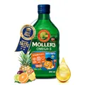 Möller's Omega 3 Lebertran | Nordic omega 3 kinder Nahrungsergänzung mit EPA, DHA, Vitamin A, D und E | Hochreiner natürlicher Lebertran | 165 Jahre alte Marke | Tutti Frutti | 250 ML
