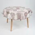 laro 160cm runde Wachstuch Tischdecke abwaschbar Wachstuchtischdecke mit Saum-Eingefasst-Paspelband, Muster:Mustergeflecht Beige Braun, Größe: Rund 160cm