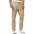 Indicode Leinenhose Herren Veneto Sommerhose Leinen Herrenhose leichte Sommerhose mit Kordelzug braun XXL