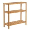 SONGMICS Badezimmerregal, Badregal, Küchenregal, Schuhregal mit 3 Ebenen, Standregal aus Bambus, 26 x 60 x 66 cm, für Bad, Wohnzimmer, Flur, Küche, naturbeige BCB33Y