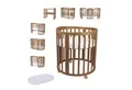 Waldin Babybett Mobiles Babybett OWAL aus Holz 7in1 mit Matratze, mitwachsend