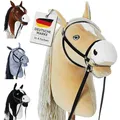 Hoofly® Hobby Horse Beige (Haflinger) - Großes Steckenpferd für Kinder A3 mit Schraubstab/Horsing Hobby Horse Pferde Set mit Trense in 4 Farben/Steckenpferde Stockpferd mit Zubehör Hors