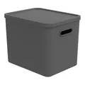 ROTHO ALBULA Aufbewahrungsbox mit Deckel Aufbewahrungskorb Kunststoff Grau 27 L