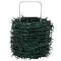 vidaXL Stacheldraht Grün 50 m Feuerverzinkt Stahl, Zylindrischer, IndustrieStacheldraht für sichere Zäune, robuster Stahl, Outdoor-Schutz, modernes Accessoire