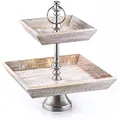 Marrakesch 2 Etagen Etagere aus Holz Ansgar eckig 38cm Groß | Vintage Cupcake Ständer als Tischdeko