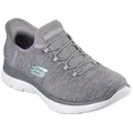 Skechers SUMMITS DAZZLING HAZE Slipper Slip Ins Sneaker, Freizeitschuh mit dezenten Kontrastdetails grau 42 EU