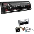 Kenwood KMM-BT209 1-DIN Autoradio Bluetooth USB AUX-In Short Body mit Einbauset für Ford Fusion Facelift silber