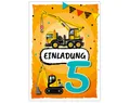 JUNAPACK Einladungskarten Baustelle Einladungen zum 5. Kindergeburtstag Karten Jungen Traktor, Einladungskarten mit Baustelle Motiv zum fünften Geburtstag LKW