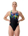 Speedo Club Training Printed Powerback Swimsuit - Black/Multi