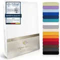 MOON Heimtextilien Spannbettlaken MOON-Luxury Spannbettlaken Jersey Stretch 230g/m2, 97% Mako-Baumwolle 3% Elastan weiß 120 cm x 200 cm