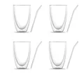 BEM Thermoglas 8-er Gläser Set, 8-tlg., Borosilikatglas, 4 x Doppelwandige Kaffeegläser (je 440 ml) und 4 x Glasstrohhalme
