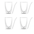 Kaufbei 8-er Set: 4x Doppelwandige Kaffeegläser (je 440 ml) u. 4x Glasstrohhalme