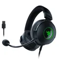 Razer Kraken V3 Hypersense - Kabelgebundenes USB-Gaming-Headset mit haptischer Technologie (TriForce Titanium 50mm-Treiber, THX Spatial Audio, abnehmbares HyperClear Cardioid-Mikrofon) Schwarz