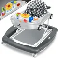 KIDIZ® 4in1 Lauflernhilfe Babywalker Spiel- und Lauflernwagen Gehfrei - Schaukelfunktion Babywippe mit Rollen, Licht, Musik ,Spielecenter Esstisch... - Grau