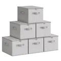 SONGMICS Aufbewahrungsbox mit Deckel, faltbare Stoffbox mit Griffen, Aufbewahrung für Kleidung, Vliesstoff, 6er Set, 40 x 30 x 25 cm, taubengrau RZB003W02