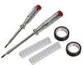 H+H Werkzeug 95200 Elektro-Installations-Set 6-tlg. (Spannungsprüfer/Phasenprüfer/Isolierband/Lüsterklemme) Made in Germany, 140 mm / 190 mm