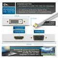 CSL 3in1 Mini DisplayPort zu HDMI, DVI, VGA Adapter Konverter, miniDP 1.2 4k 3840x2160 UHD 2160p, 0,15m