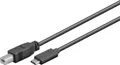 USB-C 2.0 Kabel, C Stecker B Stecker, schwarz - Länge: 1,0m