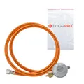 BOGAPRO Set aus Propangasschlauch 100 cm und Gasdruckregler 30 mbar, Druckminderer Gas 1/4" Linksgewinde, Gasschlauch und Druckregler inkl. Polybeutel, Polyvinylchlorid (PVC)