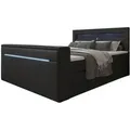Luxusbetten24 Boxspringbett Repos, mit TV Lift, USB und LED schwarz 180 cm x 200 cm