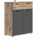 Mid.you Schuhschrank, Grau, Eiche, Holzwerkstoff, 4 Fächer, 90x104x37 cm, Beimöbel erhältlich, Garderobe, Schuhaufbewahrung, Schuhschränke