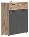 Schuhschrank Schuhkipper Schuhkommode Türen Schubladen Nox Eiche Dekor Grau