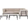 Beliani Lounge Set RIMA III Grau Beige 190x240x85