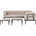 Lounge Set Grau U. Beige Aluminium Mit Auflagen Zwei Tische Für 6 Personen Garten Terrasse Balkon